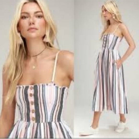 Free People Lilah Striped Boho Midi - Picture 2 of 7